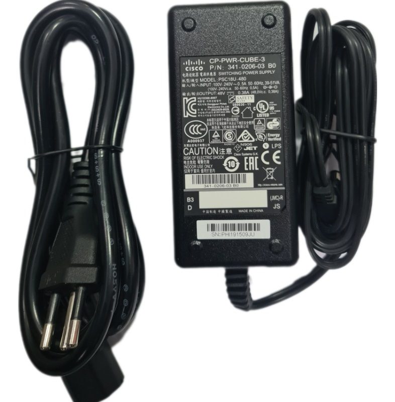 Fonte 48v Para Telefone Ip Voip Cisco Cp-7941 7942 7945 7960