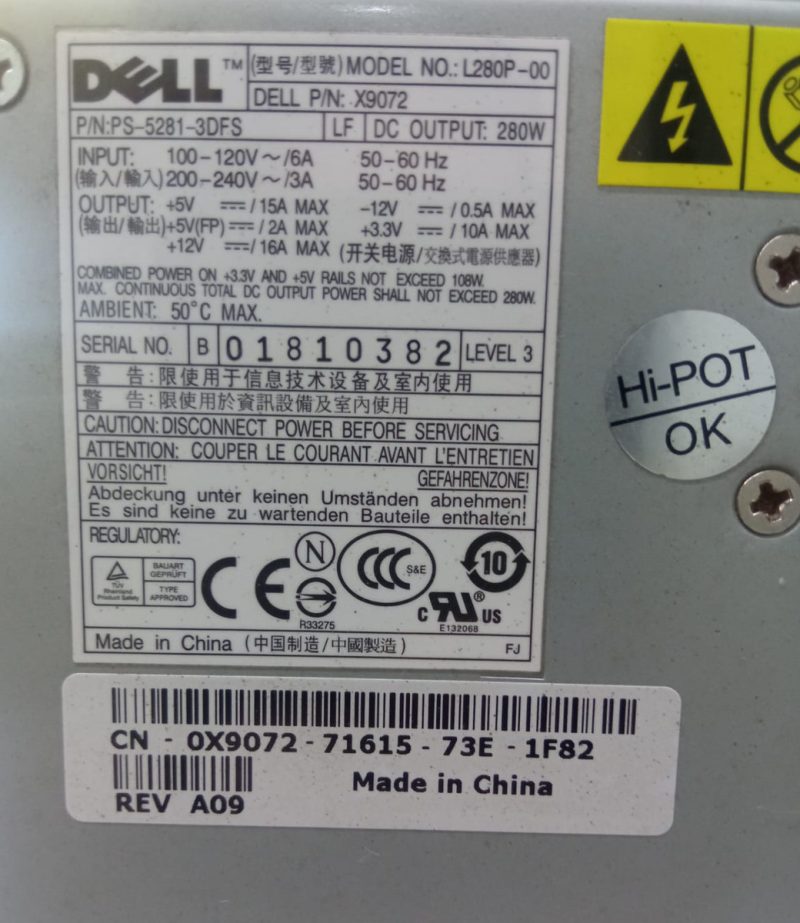 Fonte Dell Optiplex 330 360 380 620 740 745 755 Dt 280w Cor Prateado 110v/220v - Image 11
