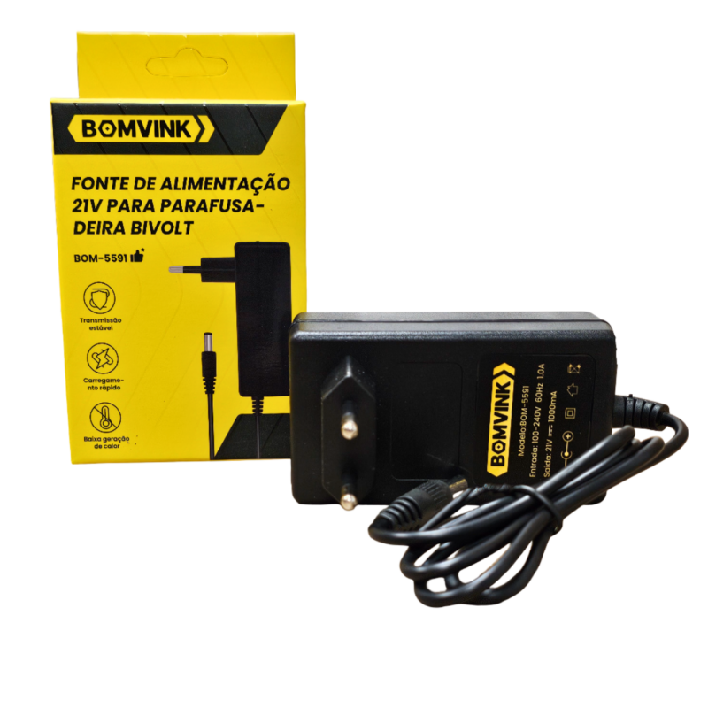 Carregador 21v 1a Bonvink Para Parafusadeira E Ferramentas
