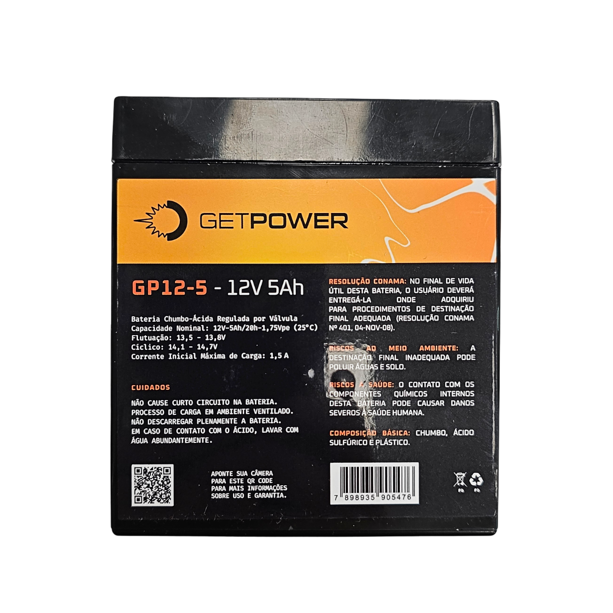 Bateria 5,5ah Getpower 12v Gp12-5,5 Para Nobreak Alarme Cftv - Imagem 2