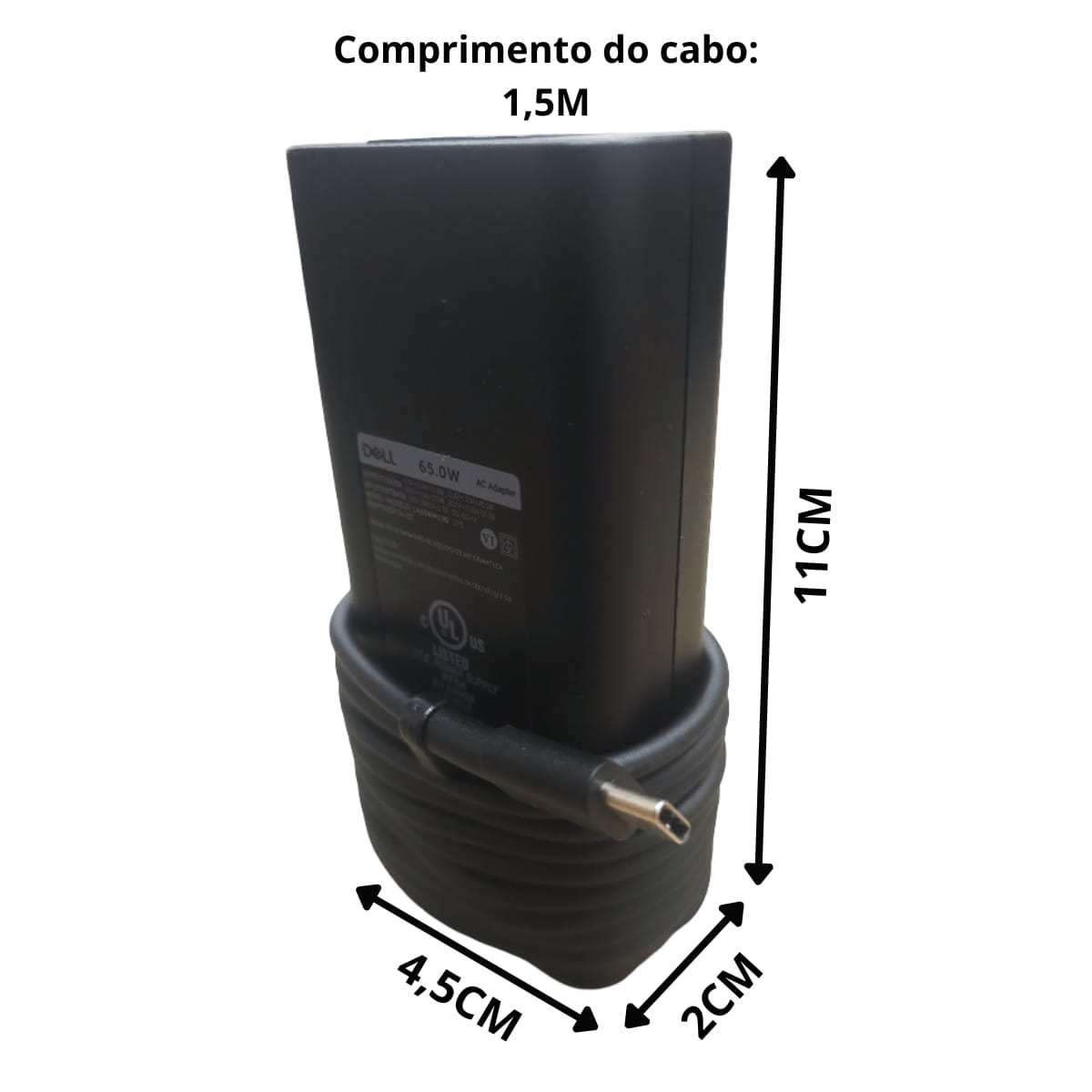 Fonte Carregador Para Dell La65nm190 Lps Type C 65w Dpn039hc - Imagem 5